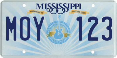 MS license plate MOY123
