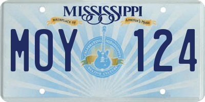 MS license plate MOY124
