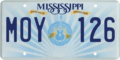 MS license plate MOY126
