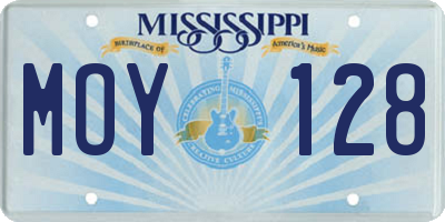 MS license plate MOY128