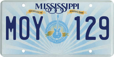 MS license plate MOY129