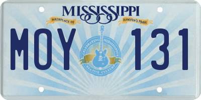 MS license plate MOY131
