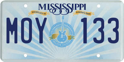 MS license plate MOY133