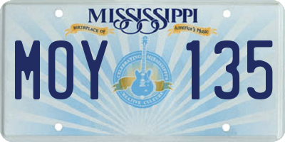 MS license plate MOY135