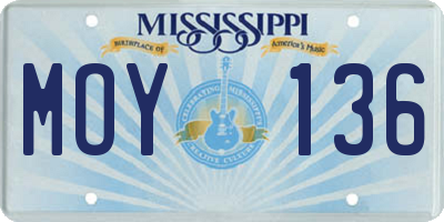MS license plate MOY136