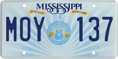 MS license plate MOY137