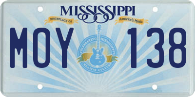 MS license plate MOY138
