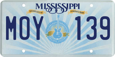 MS license plate MOY139