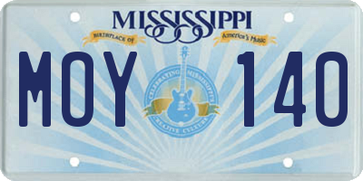 MS license plate MOY140