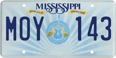 MS license plate MOY143