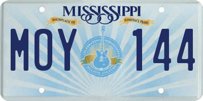 MS license plate MOY144