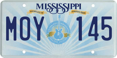 MS license plate MOY145