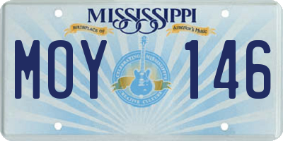 MS license plate MOY146