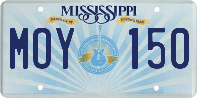 MS license plate MOY150