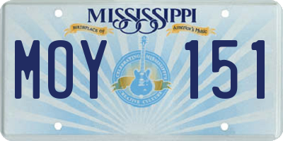 MS license plate MOY151