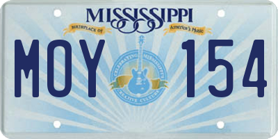 MS license plate MOY154
