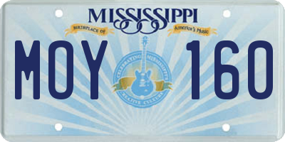 MS license plate MOY160