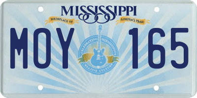 MS license plate MOY165