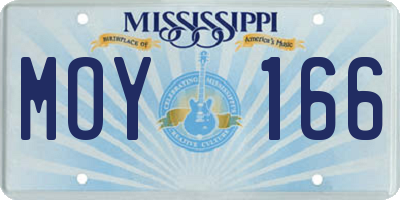 MS license plate MOY166