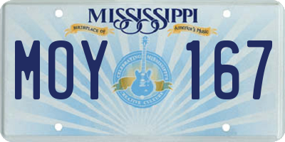 MS license plate MOY167