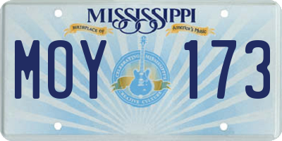 MS license plate MOY173