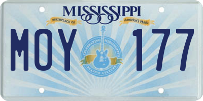 MS license plate MOY177