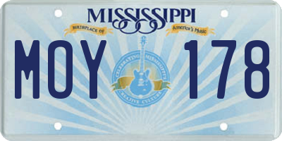 MS license plate MOY178