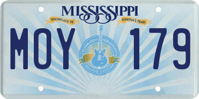 MS license plate MOY179