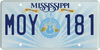 MS license plate MOY181