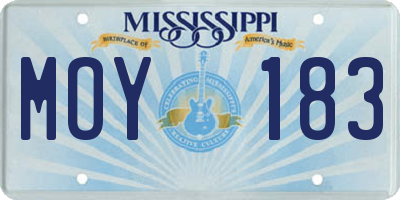 MS license plate MOY183