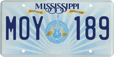 MS license plate MOY189