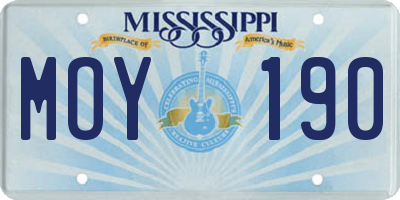 MS license plate MOY190