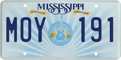 MS license plate MOY191