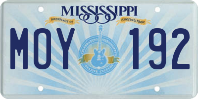 MS license plate MOY192