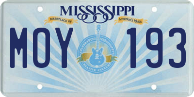 MS license plate MOY193