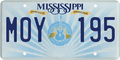 MS license plate MOY195