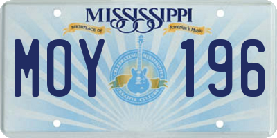 MS license plate MOY196