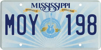 MS license plate MOY198
