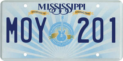 MS license plate MOY201