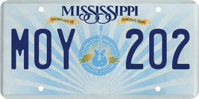 MS license plate MOY202