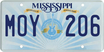 MS license plate MOY206
