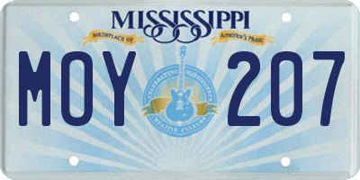 MS license plate MOY207