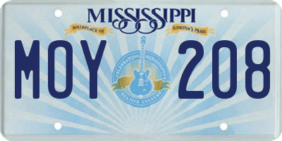 MS license plate MOY208