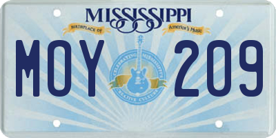 MS license plate MOY209