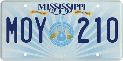 MS license plate MOY210