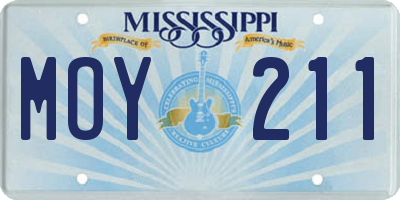 MS license plate MOY211