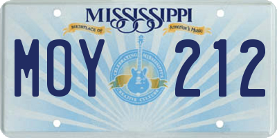 MS license plate MOY212