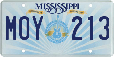 MS license plate MOY213