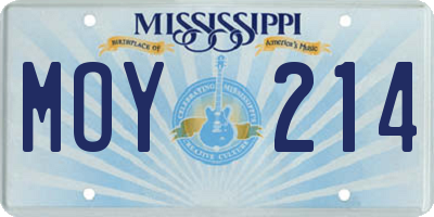 MS license plate MOY214