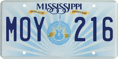 MS license plate MOY216